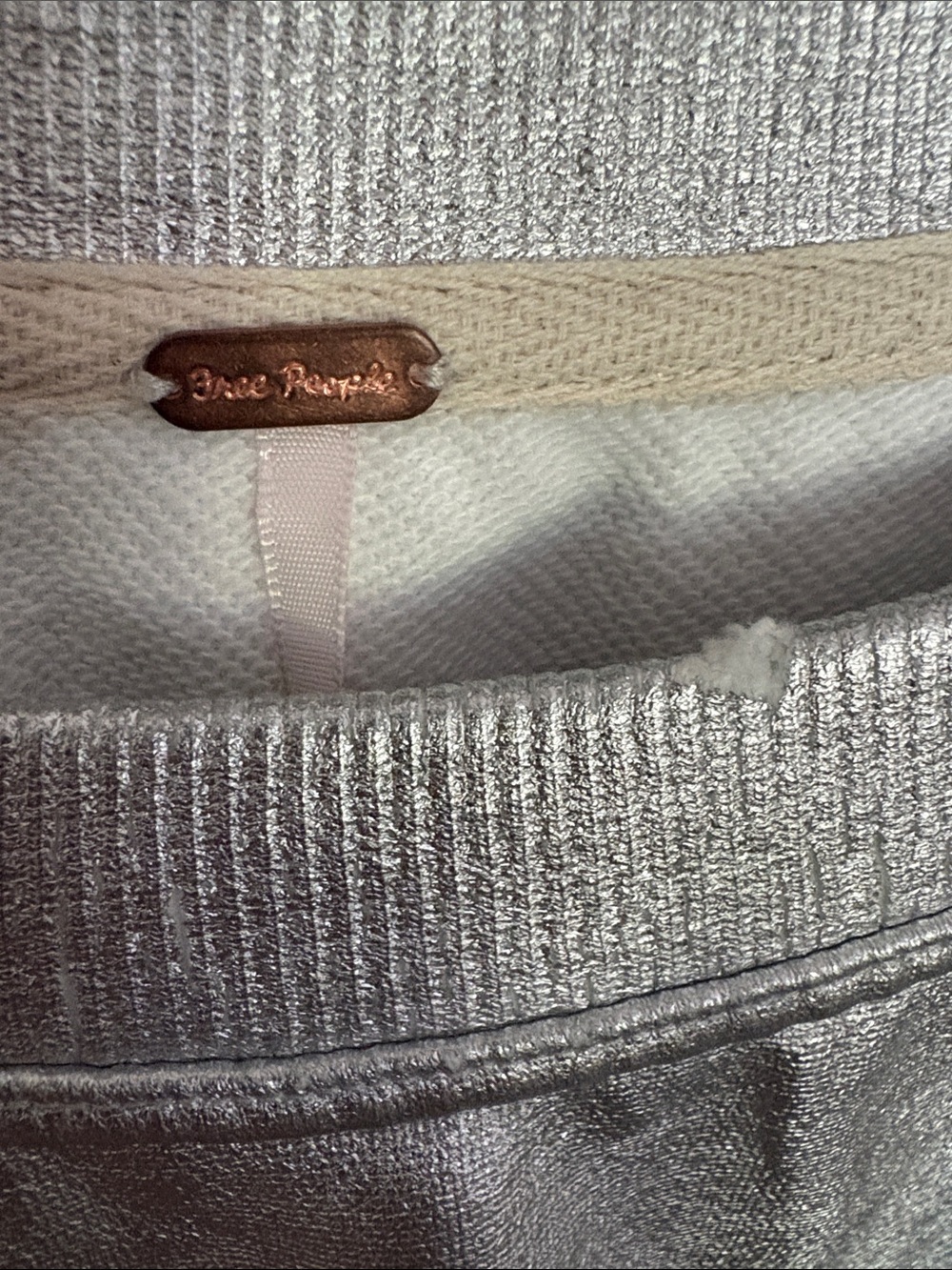 Free People Metallic Silver Crew Sweatshirt - Picture 2 of 5